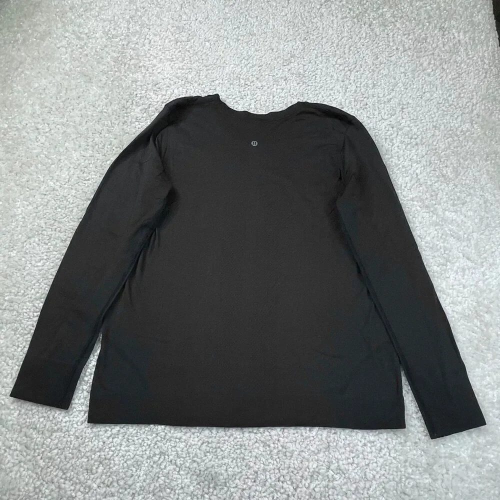 Lululemon Swiftly Tech Long Sleeve Crewneck Shirt Black Womens 10 FLAW